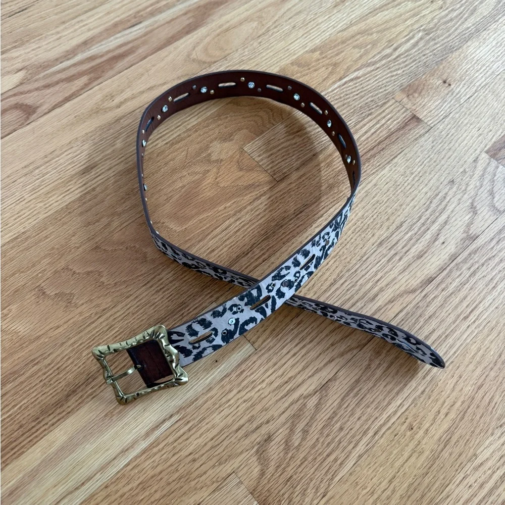 Western belt reversible brown belt with gems